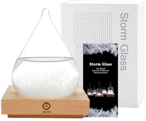 Storm Glass Weather Predictor,Christmas Snow Globe Storm Glass Barometer Weather Predictor, Home and Office Decorative Glass Bottles, Christmas Unique Gifts for Her (M)