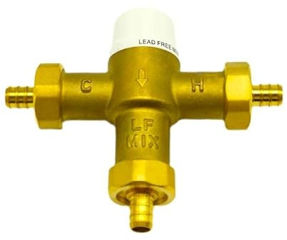 AZK GLOBAL 1/2 inch F1807-PEX Type Thermostatic Mixing Valve (TMV) with precise water temperature control. Maximum flow rate 10 GPM. Reliable performance for residential and commercial applications.