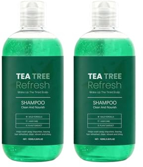 Tea Tree Shampoo, Deep Cleanser, Dandruff, Helps Promote Hair Growth, Tea Tree Oil for Scalp, Soothes Itchy Scalp, for Men and Women Oily and Greasy Hair (2)