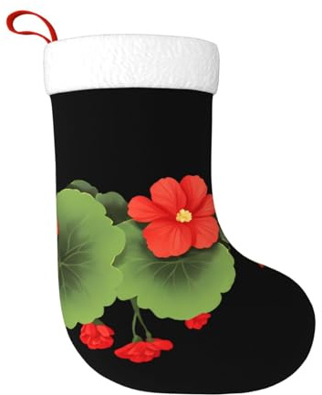 Christmas Decoration Socks YYHWHJDE Red Begonia Flowers Printing Home Decoration Soft and Comfortable for Office Christmas Tree Fireplace