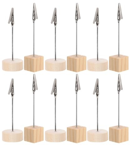 HOODANCOS 20 Piezas Portatarjetas de Madera para Mesas Soporte Estable para Fotos Nombres y Números Diseño Rústico para Bodas Fiestas y Organización de Oficina con Bases Cuadradas y