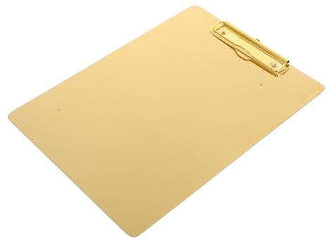 SHERCHPRY Portapapeles A4 de Acero Inoxidable Dorado Tamaño L Sujetapapeles Resistente Superficie Lisa y Bordes Redondeados Carpeta de Escritura para Oficina Escuela y Uso Doméstico