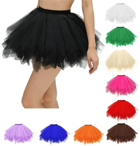 Tüllrock Damen - 50Er Rock Retro Ballet Tanzrock 3-Lagig Tüll Ballett Tütü Rockabilly Petticoat Unterrock Tanzkleid Ballkleid Abendkleid Gelegenheit Zubehör Rockabilly Jahre Retro Tutu Cosplay