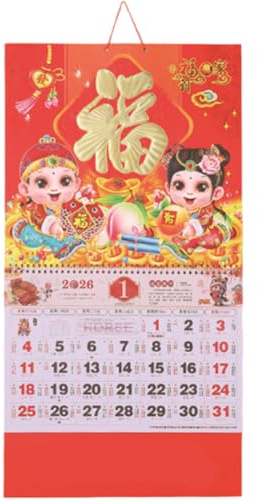 Ppmter Chinesischer Neujahrskalender 2026 – Jahr des Pferdes – Wandkalender, Monatlicher Mondkalender Für Die Dekoration Zum Chinesischen Neujahr, Für Zuhause Oder Büro