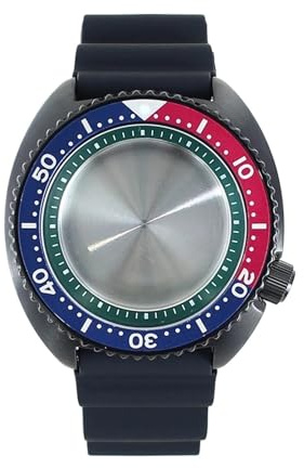 1 st Svart 45 mm klockfodral Gummirem Safirkristall for NH35 NH36 NH38 34 Movement Mod Tuna Mouth Abalone Tillbehör(Green Chapter Ring 3)