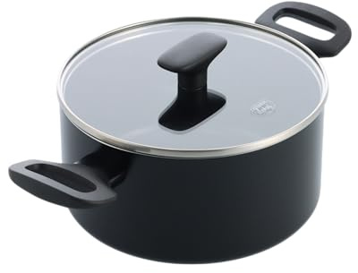 GreenChef Tones - Casseruola in ceramica antiaderente con coperchio in vetro, 20 cm/3,11 l, per induzione, senza PFAS, lavabile in lavastoviglie, adatta al forno, nero
