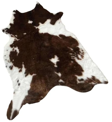 ELEOUTI Tappeto in Pelle Sintetica Marrone Stampa Mucca, Lavabile e Decorazione per Pavimenti, Tappeto Morbido per Soggiorno e Camera da Letto