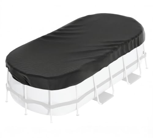 Monetais Cubierta para Piscina, Cubiertas para Piscinas elevadas, Impermeable, a Prueba de Polvo, Lona de Tela Oxford 210d para jardín, césped, Negro, Cubierta Ovalada de 7 x 13 pies