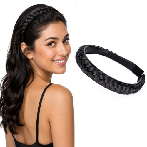 CAISHA Haarreifen Zopf Geflochten Haarteil Haarband Schwarzbraun HHR13