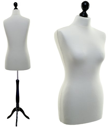 Schneiderpuppe / zum Probierpreis! / LUCCESI / Größen S - XL (Female) / Torso Size: M/L (38-40) / Wechselbezug Creme-Weiss / Standfuss schwarz / Damen - Schaufensterpuppe