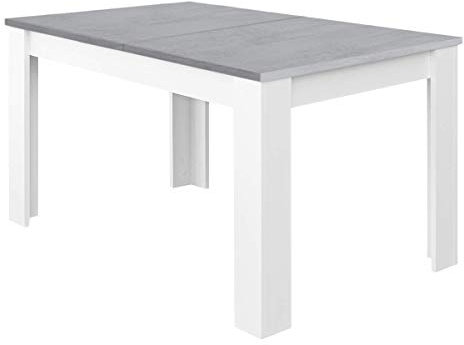 Habitdesign Mesa de Comedor Extensible, Mesa salón o Cocina, Acabado en Color Blanco Artik y Gris Cemento, Modelo Kendra, Medidas: 140-190 cm (Largo) x 90 cm (Ancho) x 78 cm (Alto)