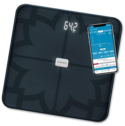 medisana BS 450 connect Digitale Körperwaage, Personenwaage, Körperfettwaage mit App, Messung von Körperfett, Körperwasser, Muskelmasse & Knochengewicht, Schwarz