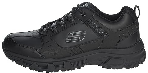 Skechers Herr Oak Canyon Redwick sneakers, halva skor, Svart läder syntetisk textil svart trim, 46 EU