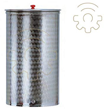 BELVIVERE Barril fabricado en Italia - Barril de acero inoxidable 18/10 - Recipiente con tapa para depósito de alimentos, vino, aceite de cerveza y agua (400 L)