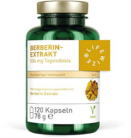 LifeWize® Berberin Extrakt 120 Kapseln - Hochdosiert 500mg Berberin pro Kapsel - Vegan und Ohne Zusatzstoffe