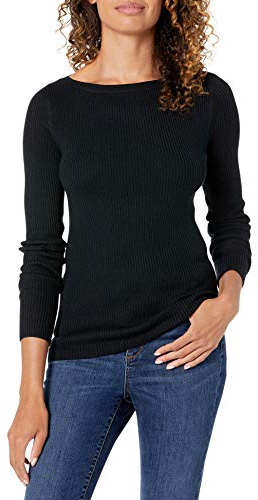 Amazon Essentials Women's Classic-Fit Lightweight Long-Sleeve Sweater, Black, XX-Large