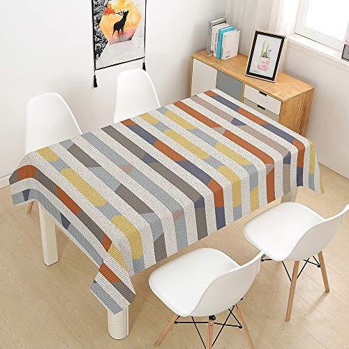 Morbuy Streifen Tischdecke Abwaschbar Tischtuch Rechteckig Tischwäsche Gartentischdecke Outdoor Tischdekoration Wasserdicht Polyester Ölfest Pflegeleicht (100x140cm,Geometrie)