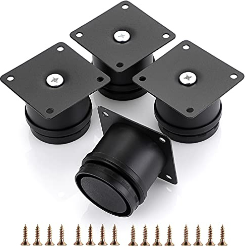 IGNPION 4Pcs 2 Metal Adjustable Furniture Feet, Round Heavy Duty Sofa Furniture Cabinet Riser DIY Furniture Replacement Legs for TV Cabinet Ottoman Sofa Cupboard, Black