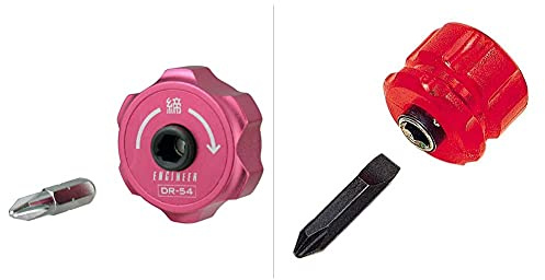 Low Profile Stubby ratcheting Palm Screwdriver. ENGINEER dr-54, Red & Micro Stubby Reversible Screwdriver,Supplied with Double Ended bit. Made in Japan. dst-07, Red