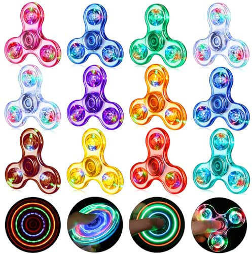 Gigilli Fidget Spinner 12er Pack,Party Favors LED Light Fidget Spinner Spielzeug für Kinder, Stressabbau Anti Angst sensorisches Spielzeug,Valentinstag Ostern Party Taschenfüller Geschenk