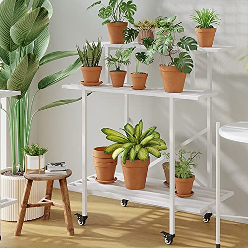 WYFZT Weiße Metall pflanzenständer Regale |Hohe geringe stufige Blumentreppe Pflanzentreppe Blumenständer Pflanzenregal für Innen Außen Garten Blumenbank Draußen Leiterregal, 110×62×102.5cm
