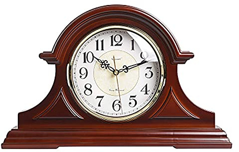 ZXFDM Orologio da Camino Orologio da Camino Silenzioso in Legno Orologio da Camino Vintage a Batteria Orologio da Tavolo retrò per Arredamento Soggiorno con campanelli