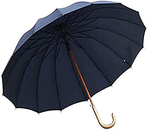 FGHSD Umbrella Windproof Umbrella Pavilion Semi-automatic Tarpaulin Large Folding Umbrella Double-layer Windproof Solid Wood Umbrella Surface Long Handle 115 Cm Sunny Umbrella (H)
