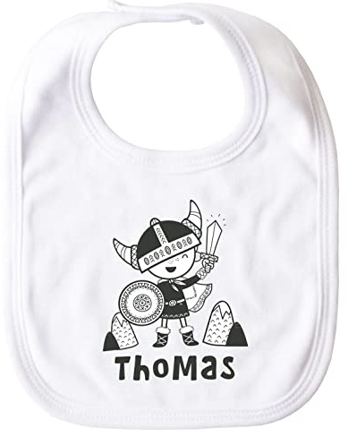 SpecialMe® personalisiertes Baby Lätzchen mit Namen kleiner Wikinger Skandi Stil Baumwolle Junge/Mädchen