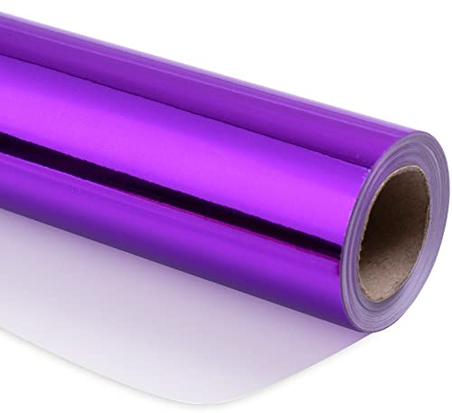 RUSPEPA Lila Metallic-Geschenkpapier – Einfarbiges Papier, Perfekt Für Halloween, Geburtstag, Weihnachten, Babyparty – 44,5 cm X 10 m