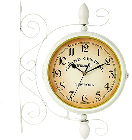 Tuzsocr Orologio da parete per stazione, 35 x 28 cm, in ferro bianco