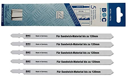5 Stück lange Metall Stichsägeblätter 155 mm BI Metall für Stahl Sandwich Material bis 120 mm Bohrcraft Art.Nr. 19651600004