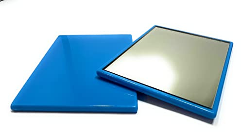 niavida Eckiger Kleiner Taschenspiegel - Handspiegel, Kunststoff-Korpus, Glas-Spiegel, Rahmenfarbe Türkis-Blau
