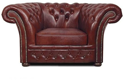 Chesterfield Fåtölja Winfield Basic Lyxigt läder | 2–4 veckors leveranstid (molnigt röd)