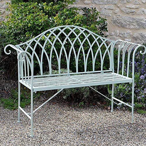 ZMYJTO Metall-Doppelbank für den Außenbereich, Parkgarten, Retro-Bank, Gartenmöbel, Faltbare Schmiedeeisen-Veranda-Bank, geeignet für Rasen, Balkon, Terrasse