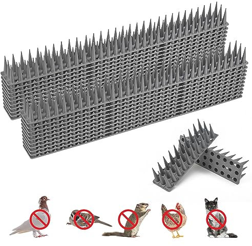 HAOMEEDUO 20 Stück Taubenabwehr Spikes Vogelabwehr Kunststoff Taubenspikes Vogelschutz 8.6m 3 Reihig Tierabwehr Spikes Silber Taubenschutz für Tauben Balkon Katze Marder Zaun Fensterbank Dach