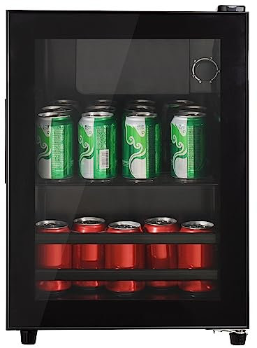kubeier Frigorifero Piccolo, Minifrigo con cella Freezer, minifrigo con Porta in Vetro, Congelatore 3L + Frigorifero 52L, Contiene Fino a 31 lattine di Limonata, Acqua, Birra o Vino