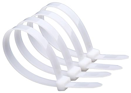 Brida De Nailon Grande, 100 Uds., Blanco Y Negro, 8x20 0/250/300/350/400/500MM, Soporte De Cinta De Sujeción De Cable Fuerte (Color : White, Size : 7.6x400mm100PCS)