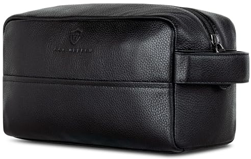 VON HEESEN Kulturbeutel Leder Kulturtasche für Herren & Damen - Echtleder Necessaire ideal zum Reisen - Waschtasche und Kosmetiktasche mit einem Hauptfach schwarz, groß