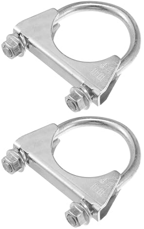 Hihaha Round U Bolt Muffler Exhaust Clamps for Car 1.85 ID 48mm 2 Pcs | Round U Bolt Clamp, Exhaust Pipe Clip, Mild Steel