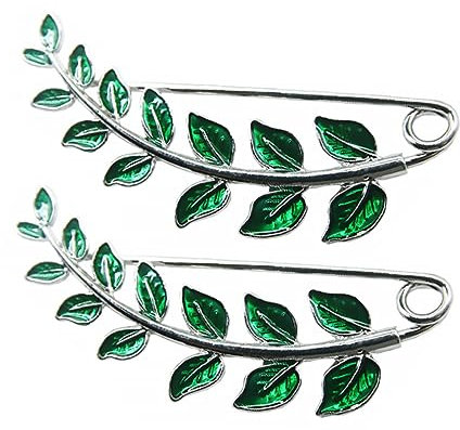 SHERCHPRY 2St Drip Oil Green Big Pin Brosche personalisierte Brosche Broschennadeln für die Dame halloween party haar zubehör broschen für kleidung Ansteckblume mit Blattmuster Schal Corsage
