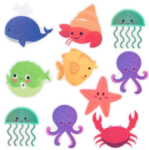 SVUPUE Non-slip Stickers Shower, 10 Pieces Non-Slip Stickers Bathtub, Sea Creature Decorative Non-Slip Stickers, Self-adhesive Bath Sticker Non-Slip Bath Stickers, for Bathtub Bathroom Shower