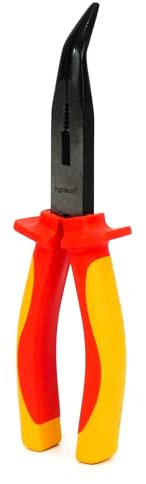 Pinza a becchi mezzotondi curva 8 INGDAUM®, isolate contro 1000 V per elettricisti professionisti, ingegneri della refrigerazione e ingegneri meccatronici (Pinza a becchi mezzotondi curva 8)