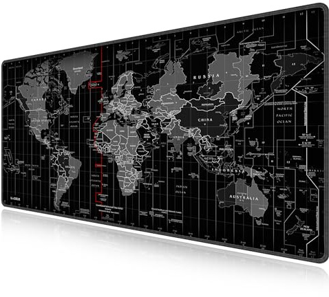 LL-COEUR Weltkarte Große Mousepad mit Vernähte Kanten 1400x700x3mm Erweitertes Mauspad Tastaturunterlage Large Tischunterlage mit rutschfeste Gummibasis XXXL