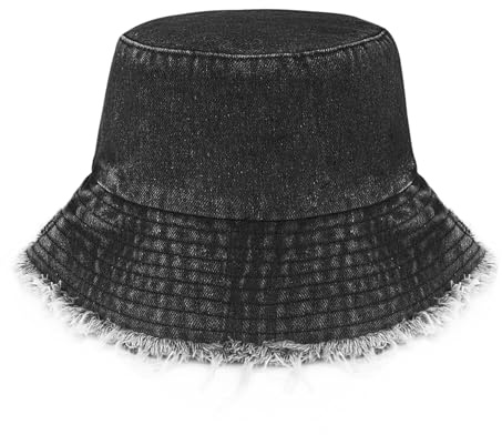 MILAKOO Fischerhut Damen Sommer Faltbar Unisex Sonnenhut Baumwolle Denim Strand Anglerhut Embroidered Bucket Hut für Outdoor