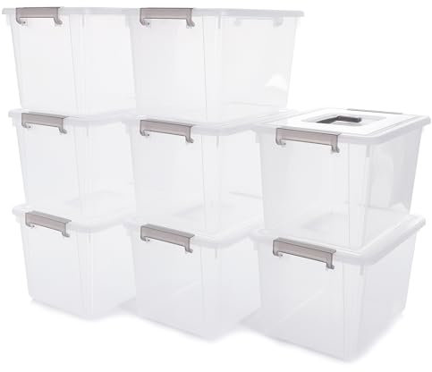 Citylife 8Packs 5L Plastic Storage Boxes with Lids, Clear Stackable Storage Box with Handle, Collection Boxes for Organizing Toys, Snacks, Tools, 26 * 18 * 15CM