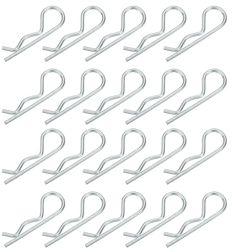 sourcing map 20 Stück 3mm x 66mm Splinte Federverschluss Kupplungsstifte Haltestift R Clip Haarnadel Kohlenstoffstahl Silberton