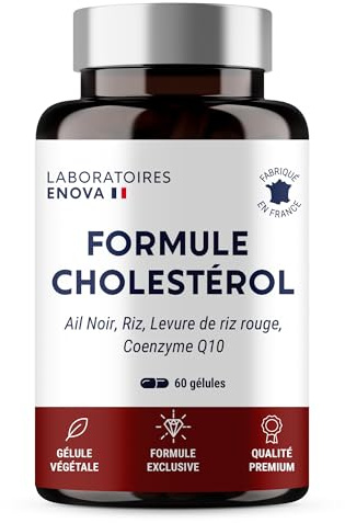 FORMULE CHOLESTÉROL | Ail Noir, Riz, Levure de riz rouge, Coenzyme Q10 | 60 Gélules | Fabriqué en France