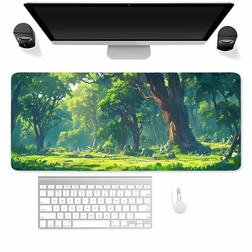 Tapis de Souris XXL Nature Jungle, Grand Tapis de Souris Gamer 700x300x3mm, Grand Tapis de Bureau sous-Main avec Base en Caoutchouc antidérapante et Bords Cousus, pour Gamer Bureau