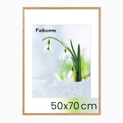 Feihorrm Bilderrahmen, Fotorahmen aus Eiche, Mit gehärtetem Glas, Für 50x70 cm-Fotos ohne Passepartout oder 39x49 cm-Fotos mit Passepartout, Fotorahmen aus Massivholz (Beige, 50x70 cm/ 1x)