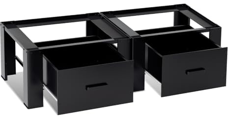 2 armarios universales para lavadoras con cajón, 62 x 54 x 32 cm, pedestal para lavadora y secadora, revestimiento de goma que reduce el ruido, ideal para lavadora, secadora y
